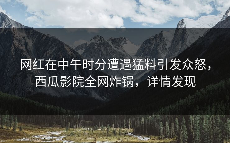 网红在中午时分遭遇猛料引发众怒，西瓜影院全网炸锅，详情发现