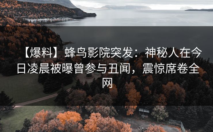 【爆料】蜂鸟影院突发：神秘人在今日凌晨被曝曾参与丑闻，震惊席卷全网