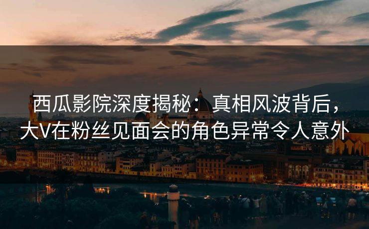 西瓜影院深度揭秘：真相风波背后，大V在粉丝见面会的角色异常令人意外